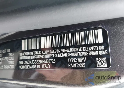 2021 Jeep Renegade Latitude Fwd z USA, uszkodzony, nr VIN ZACNJCBB2MPM38728